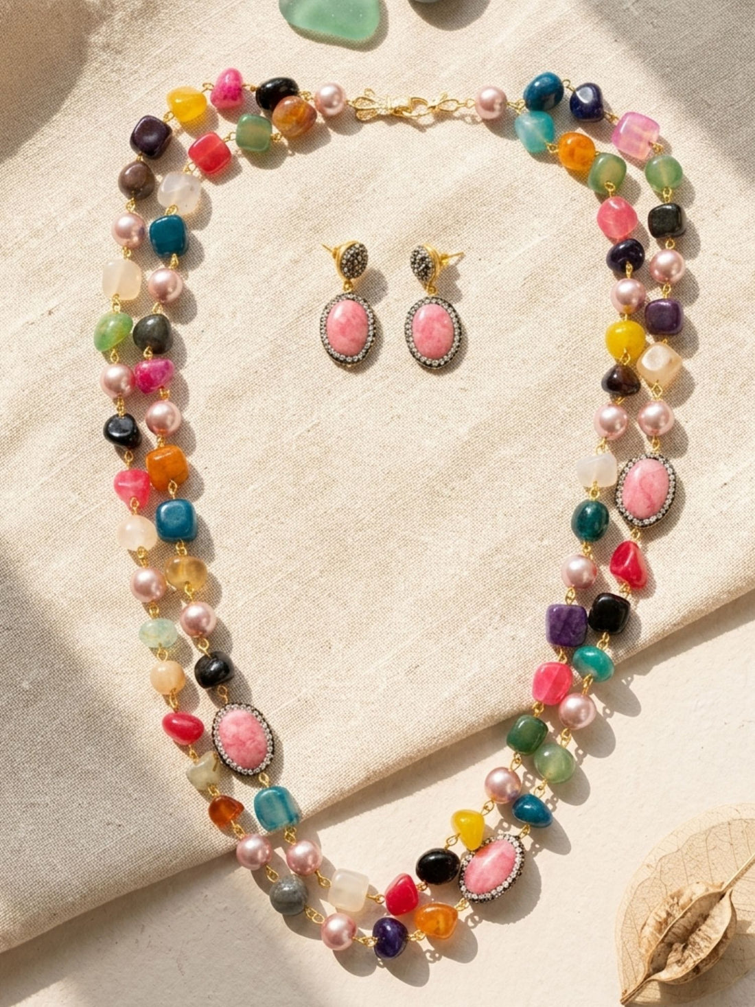 Double Layer Pearl Mala Set – Timeless Festive Elegance | Abdesigns