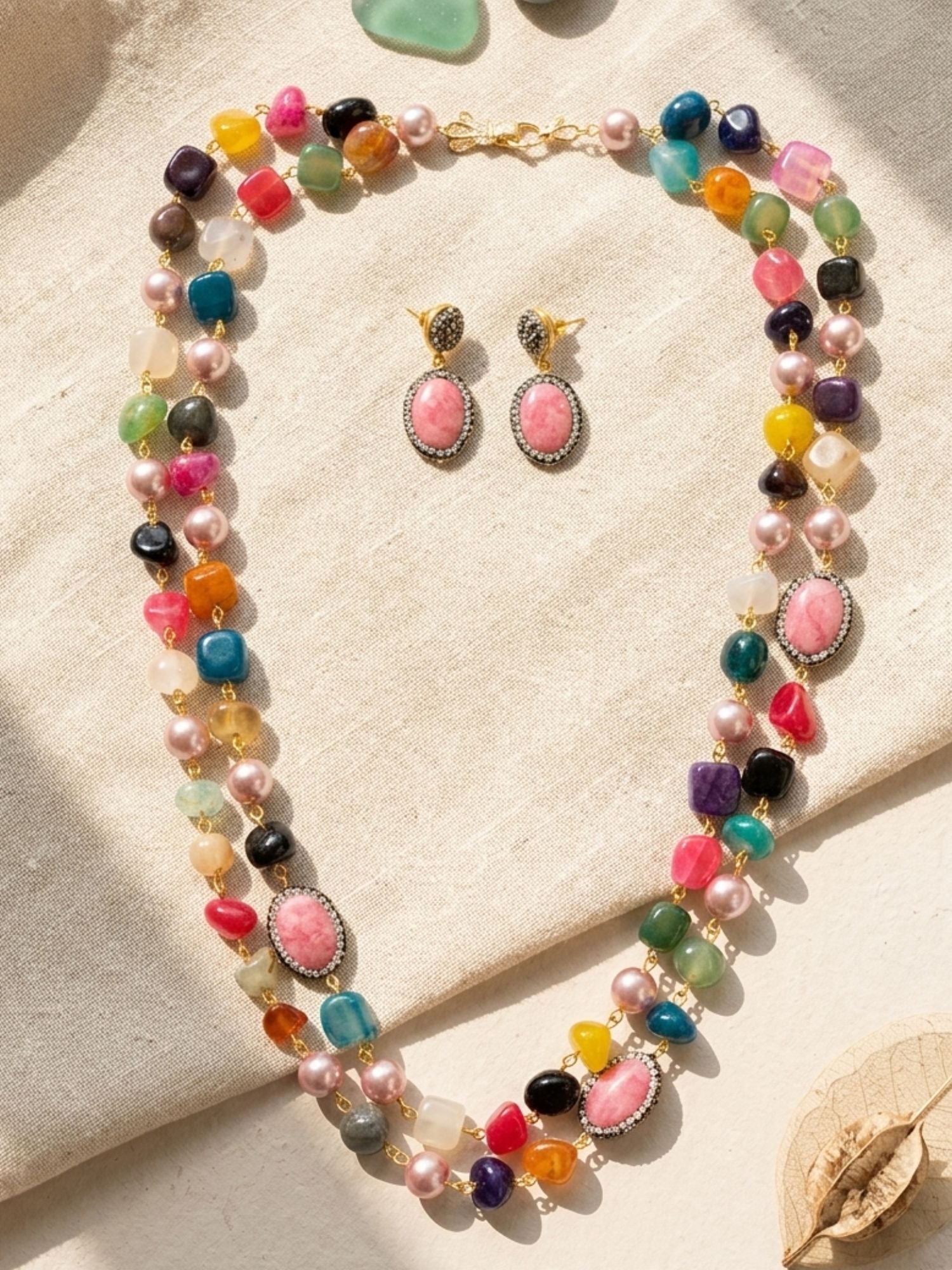 Double Layer Pearl Mala Set – Timeless Festive Elegance | Abdesigns