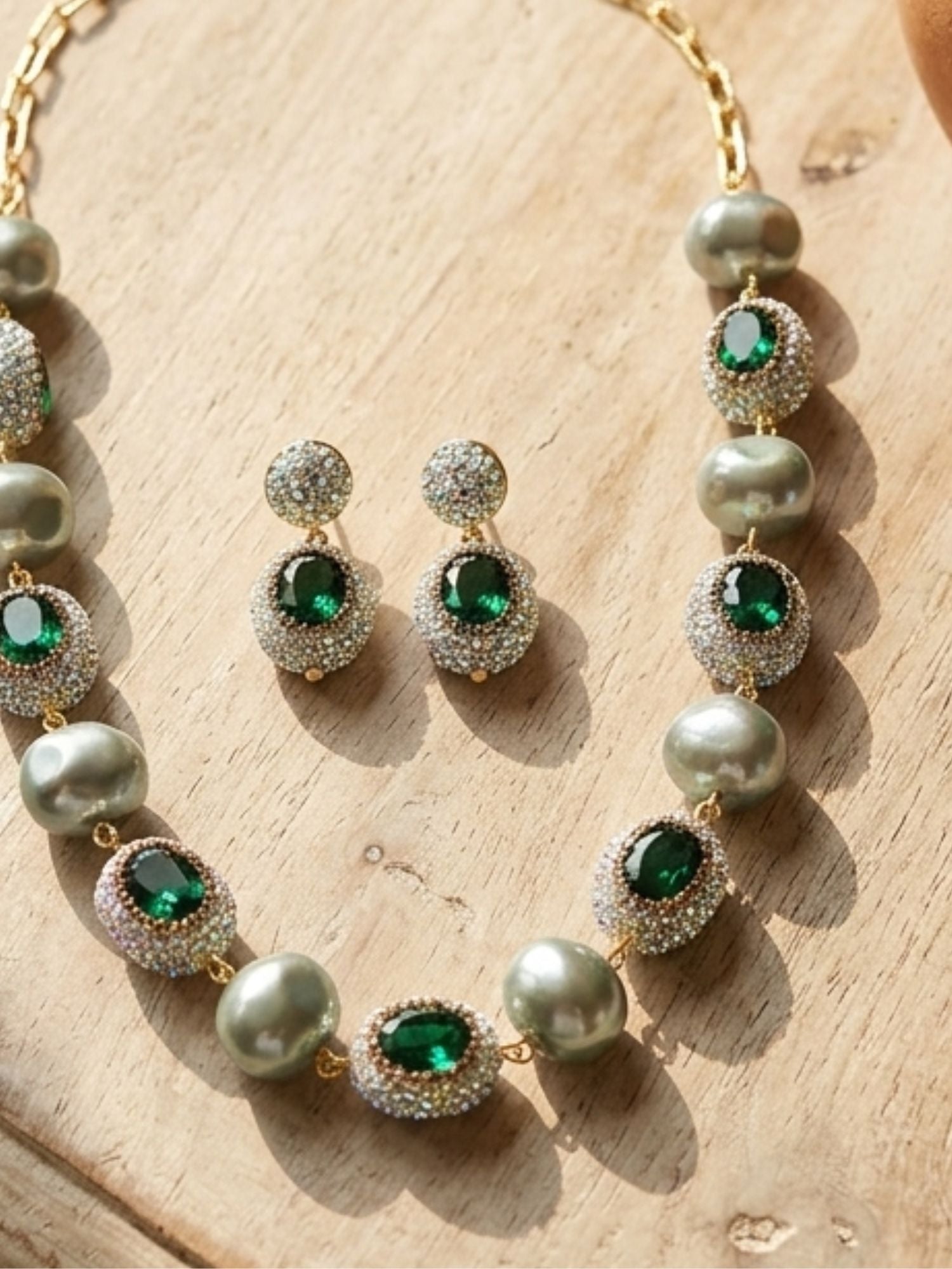 Emerald Green Pearl Mala Set – Festive Royal Elegance - jewellery by Abdesigns Jewellery