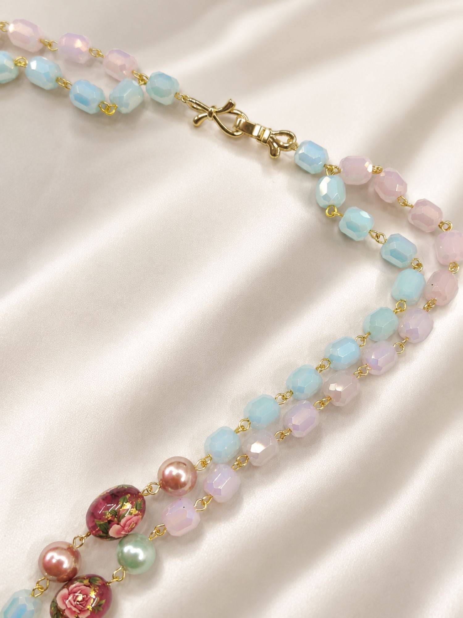 Double Layer Pastel Bead Mala Set – Elegant Festive Glam | Abdesigns