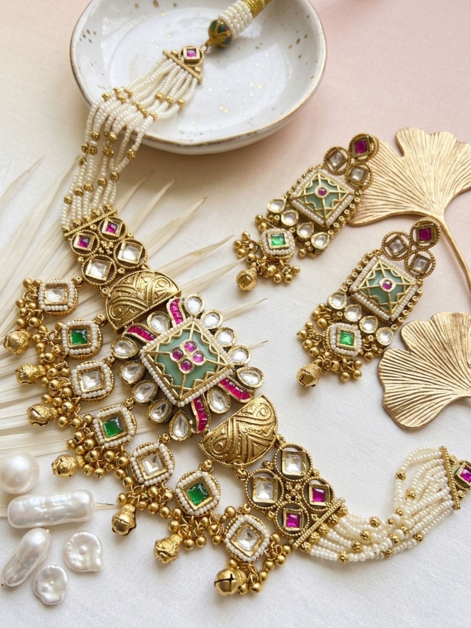 Royal Gold Choker Necklace Set - necklace by Abdesigns Jewellery