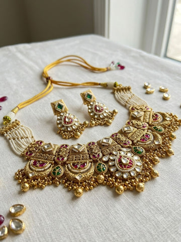 Abdesigns Gold Bridal Wedding Necklace Set