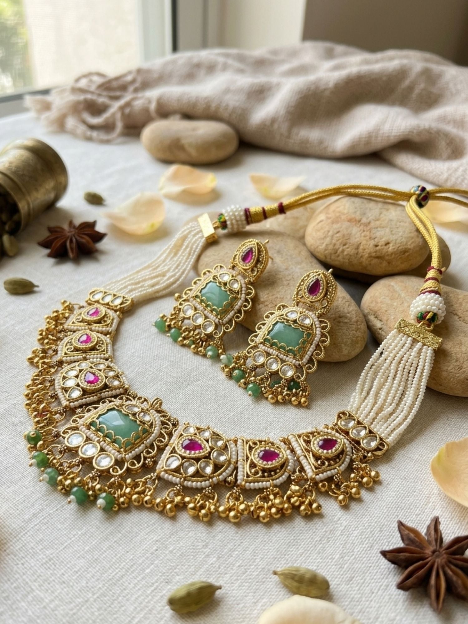 Wedding Gold Chorski Necklace Set - necklace by Abdesigns Jewellery