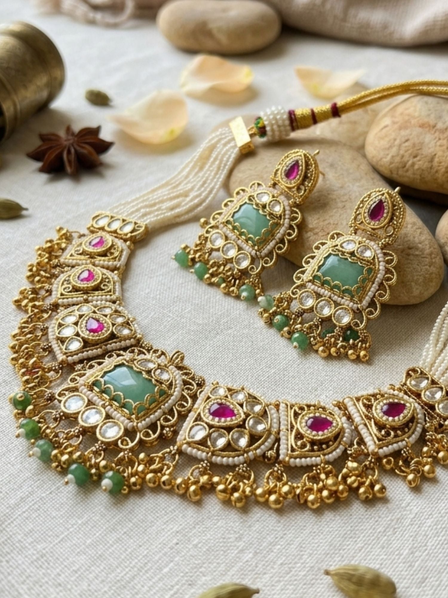 Wedding Gold Chorski Necklace Set - necklace by Abdesigns Jewellery