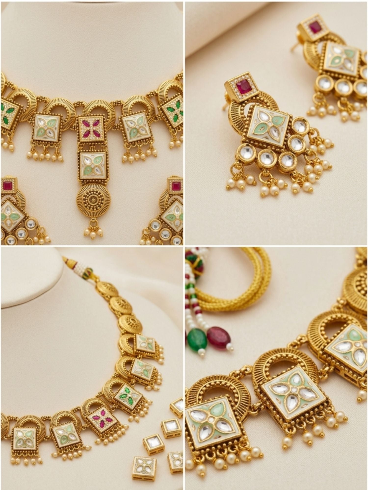 Rajwadi Heritage Gold Necklace Set - necklace by Abdesigns Jewellery
