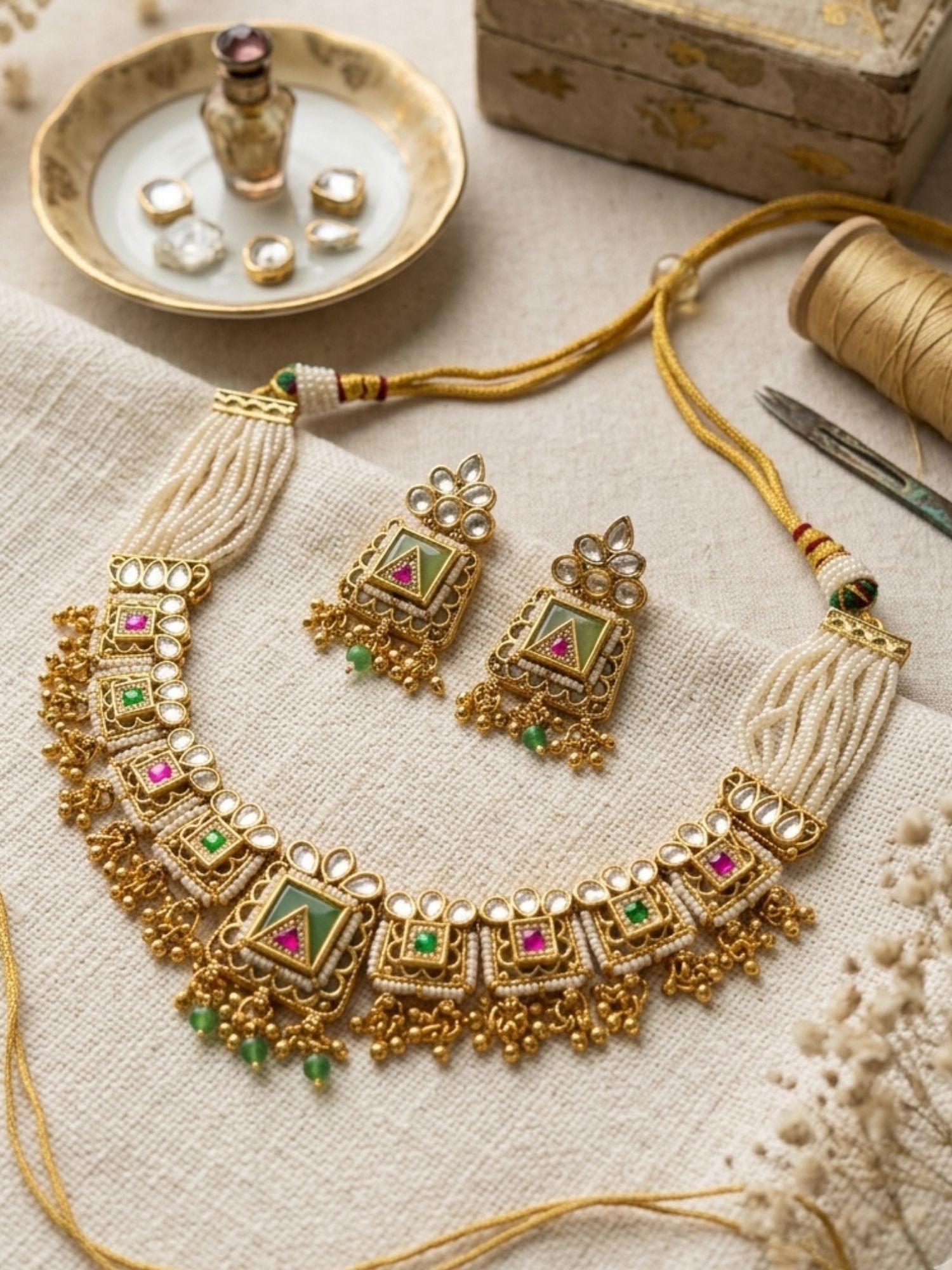 Abdesigns Antique Gold Chorski Necklace Set