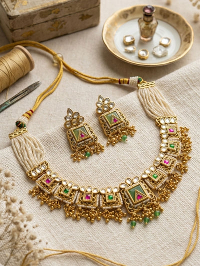 Abdesigns Antique Gold Chorski Necklace Set