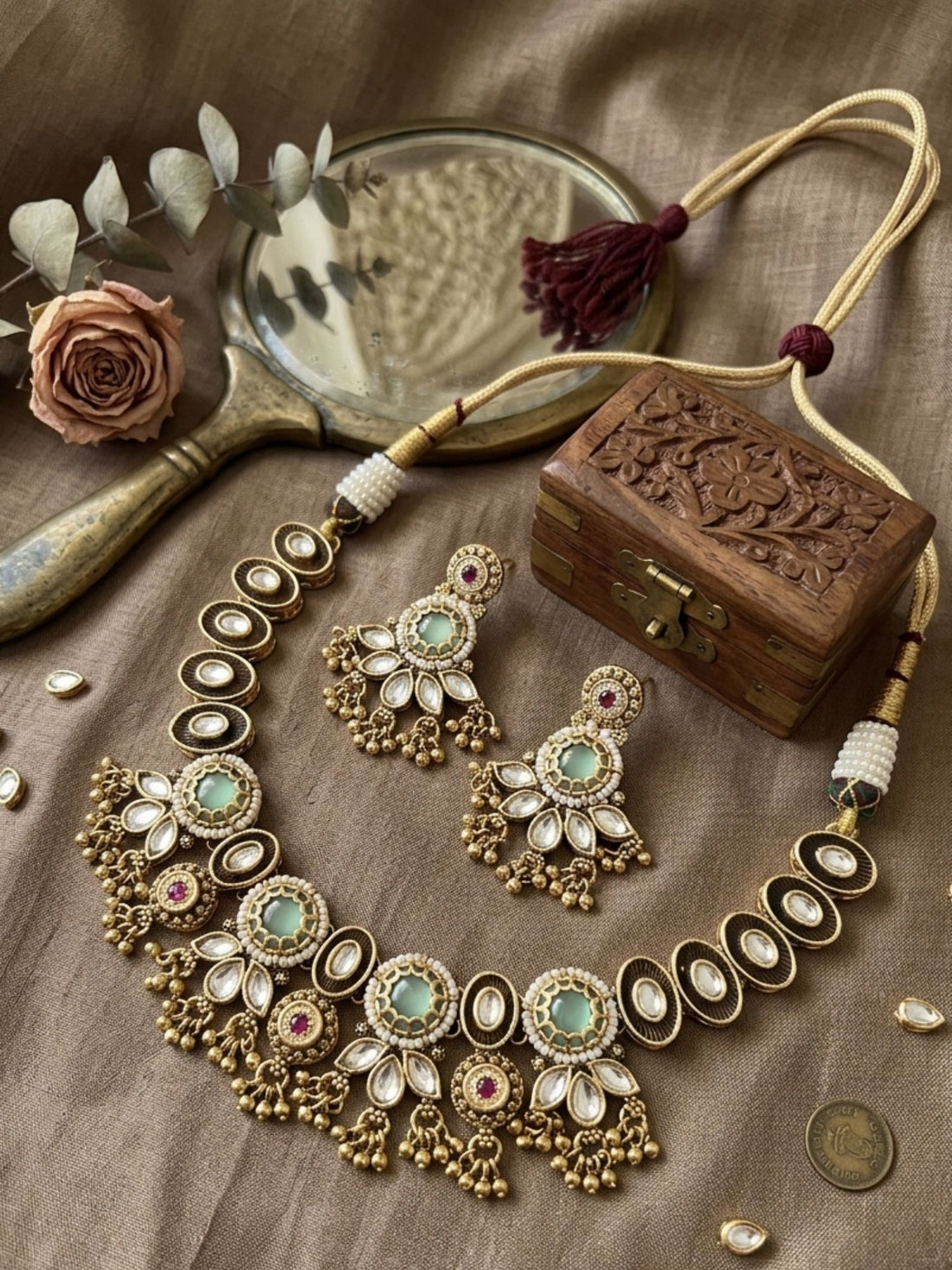 Abdesigns gold plated Chorski heritage choker necklace set with intricate traditional design