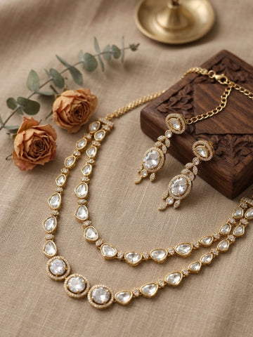 Abdesigns Multilayer American Diamond Necklace Set