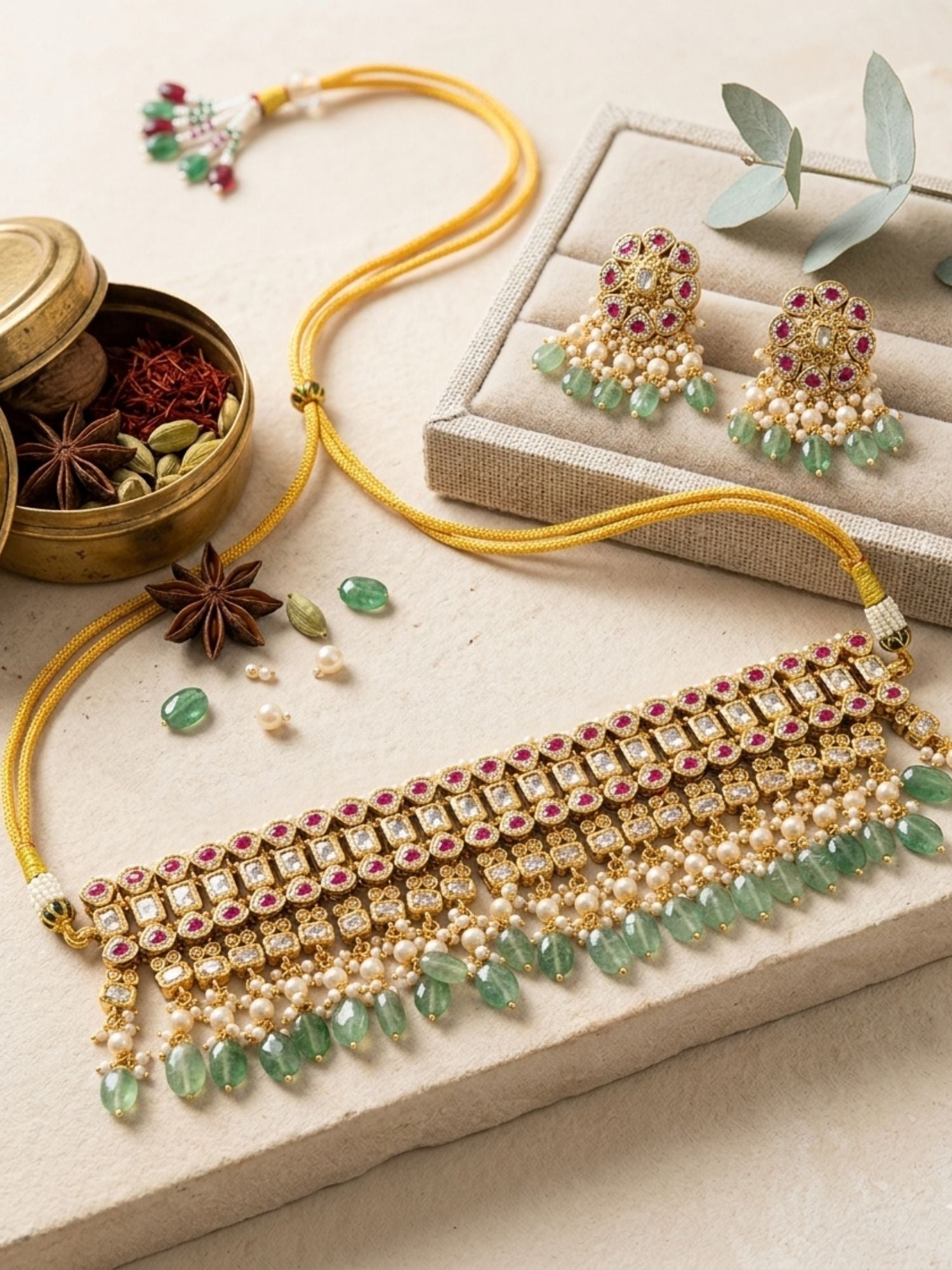 Abdesigns Antique Polki Choker Necklace Set
