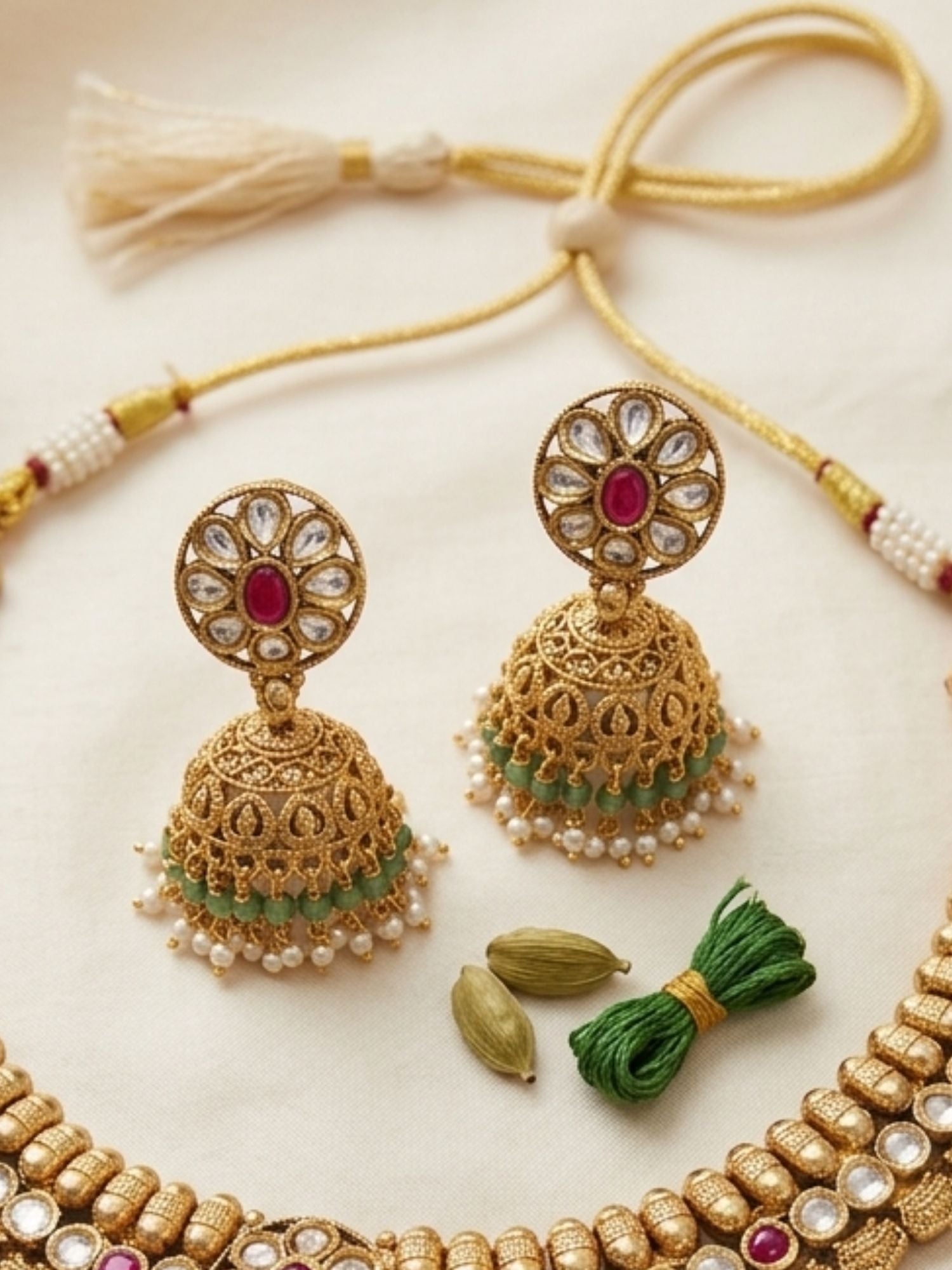 Abdesigns Royal Kundan Pearl Chandramala Necklace Set