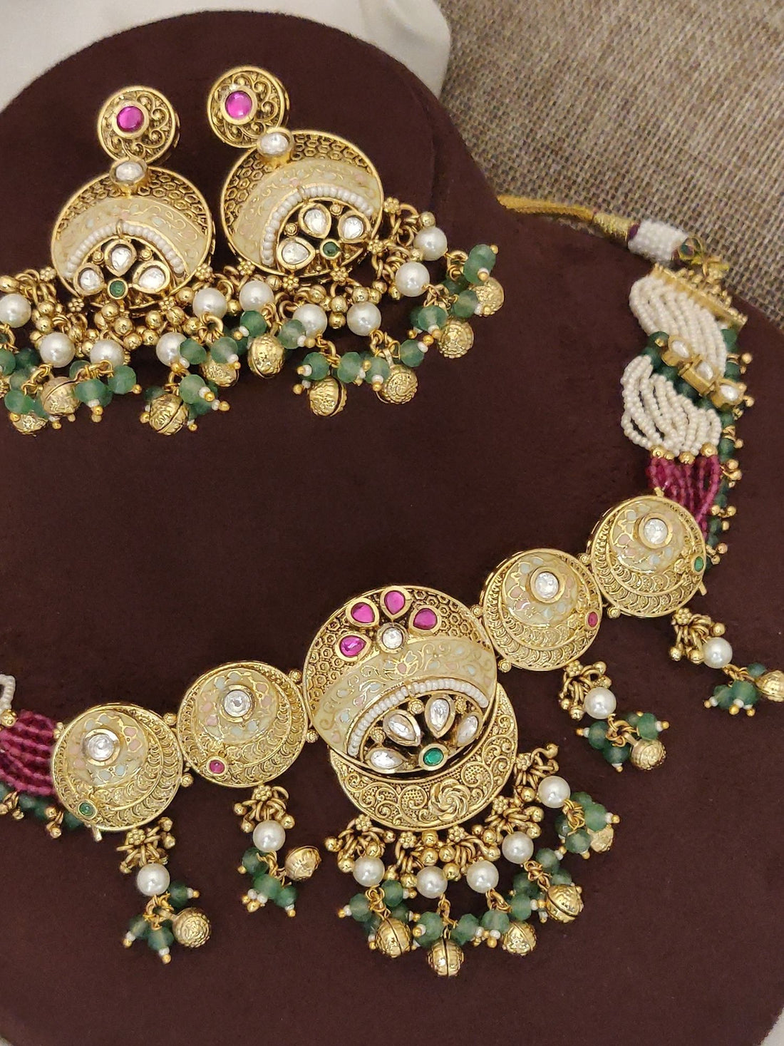 Abdesigns Gold Plated Kundan Necklace Set