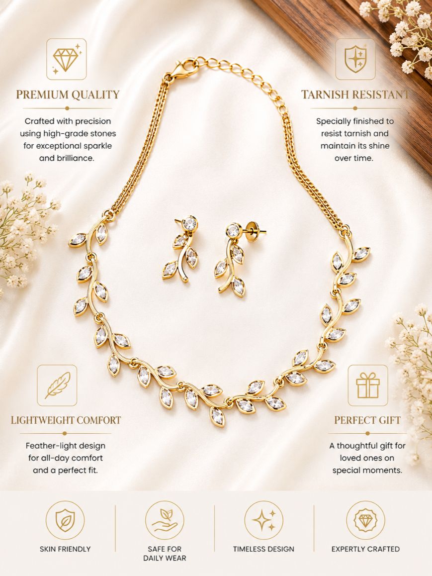 Delicate Gold Plated Polki Necklace Set