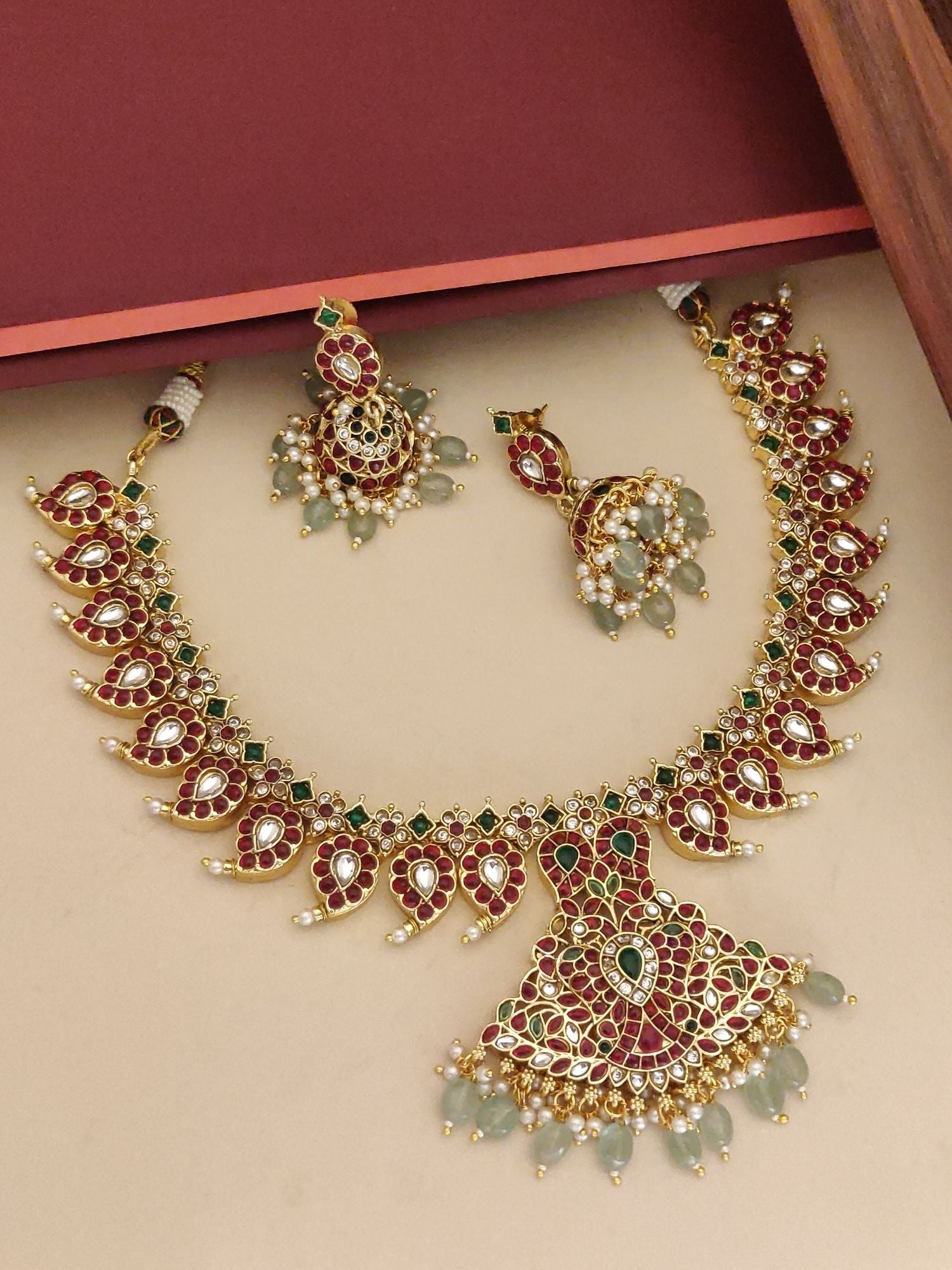 Abdesigns Gold Plated KempStone Necklace Set