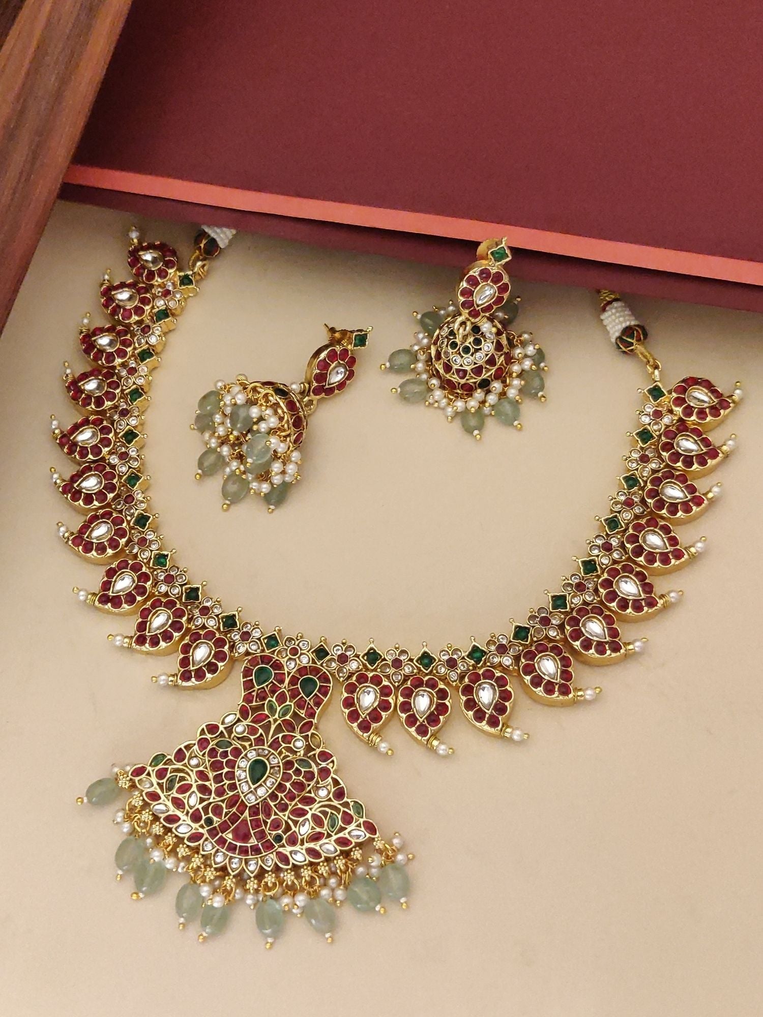 Abdesigns Gold Plated KempStone Necklace Set