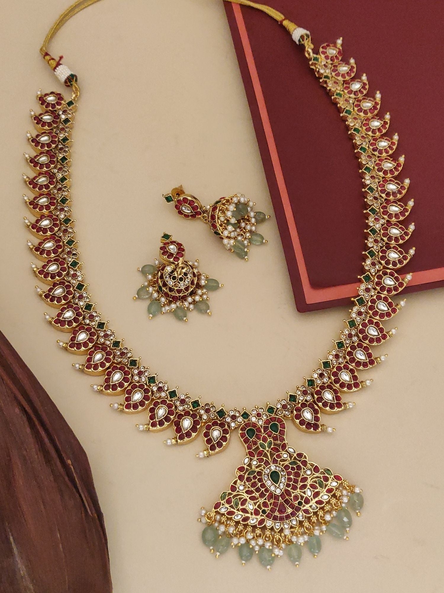 Abdesigns Gold Plated KempStone Necklace Set