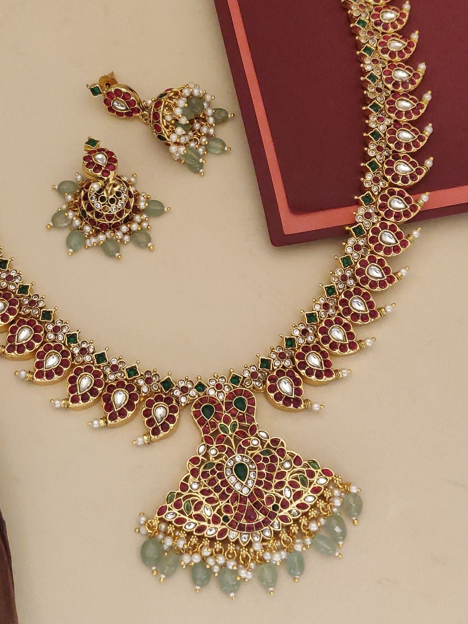 Abdesigns Gold Plated KempStone Necklace Set