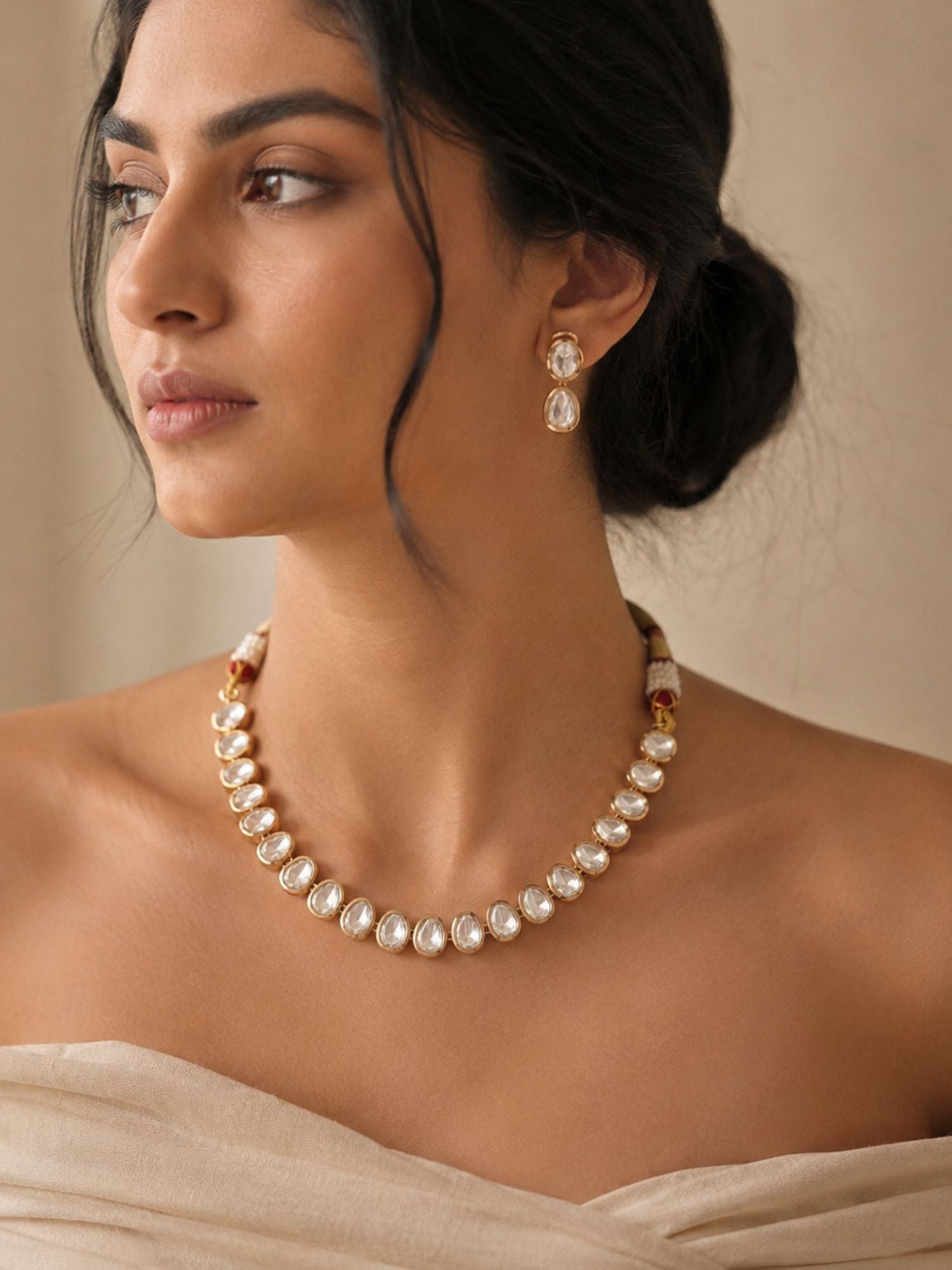 Gold Plated Polki Flower Necklace - necklace by Abdesigns Jewellery