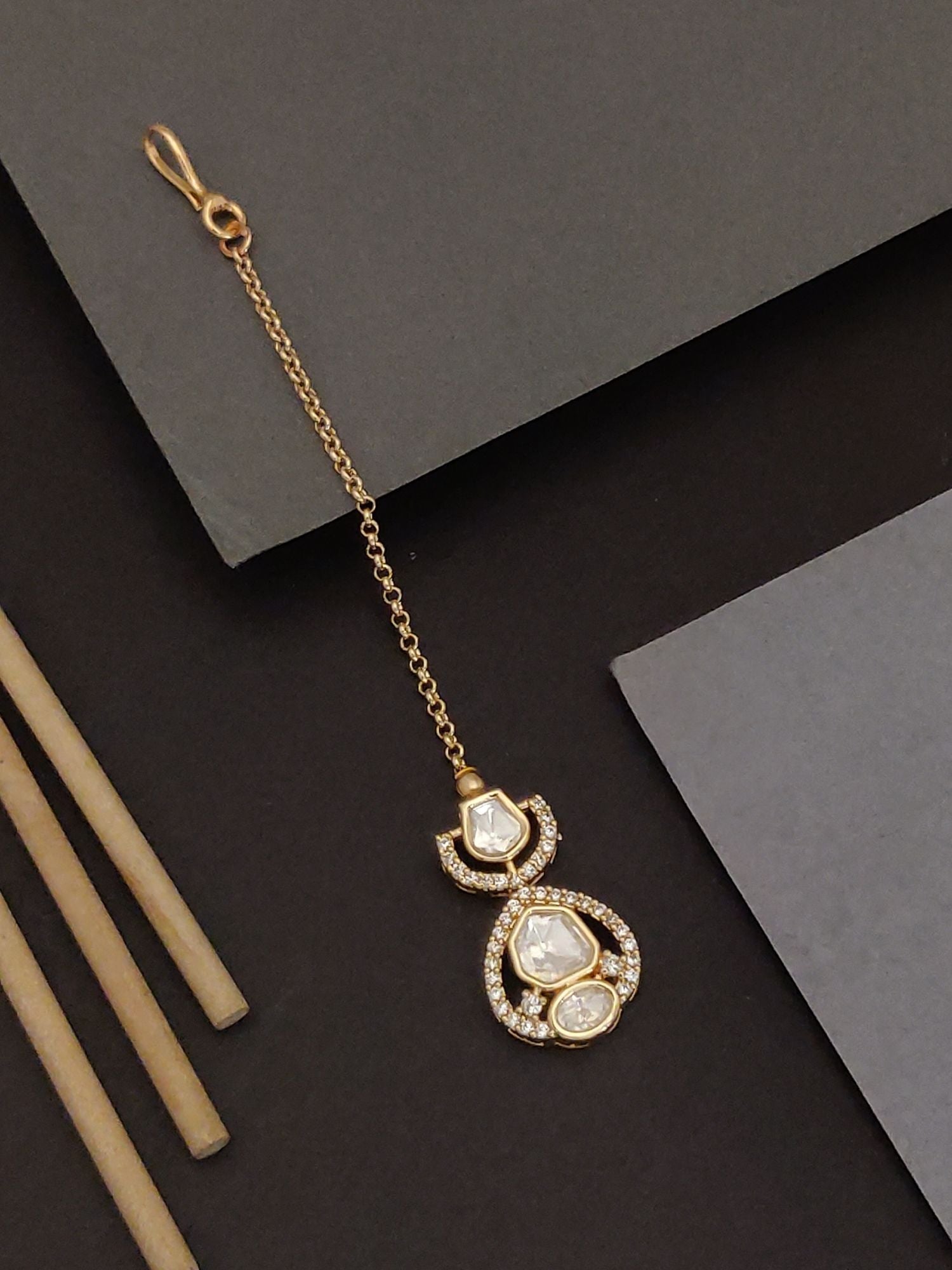 Abdesignsjewellery Beautiful Gold Plated Polki Maangtikka