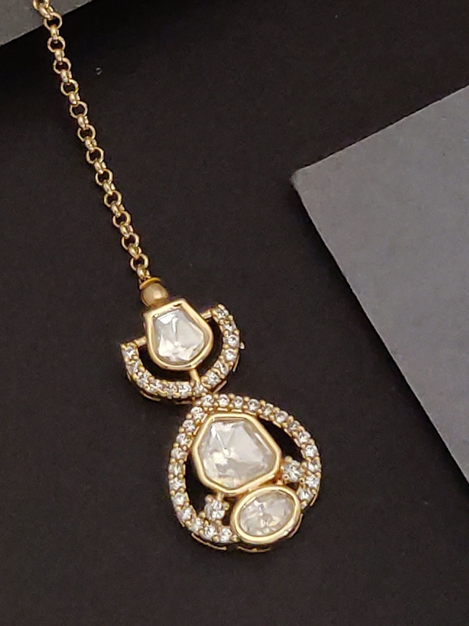 Abdesignsjewellery Beautiful Gold Plated Polki Maangtikka