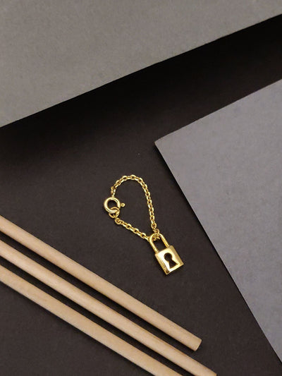 925 Sterling Silver Gold Plated Lock Watch Charm