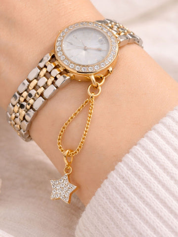 925 Sterling Silver Gold Plated CZ Star Watch Charm