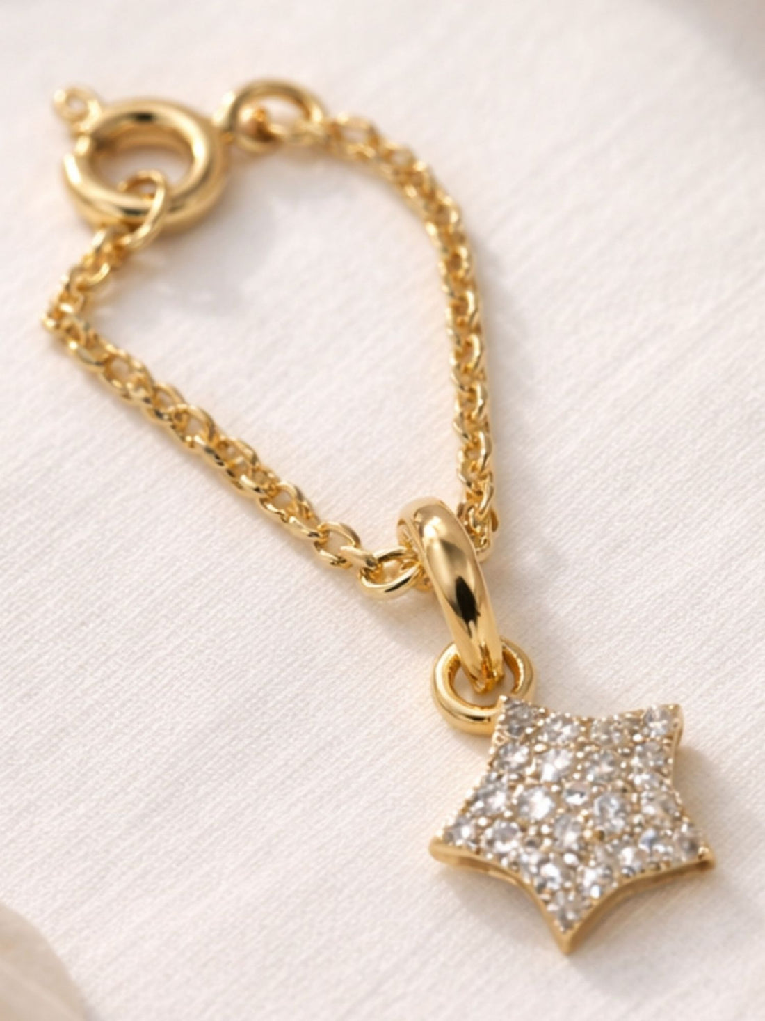 925 Sterling Silver Gold Plated CZ Star Watch Charm