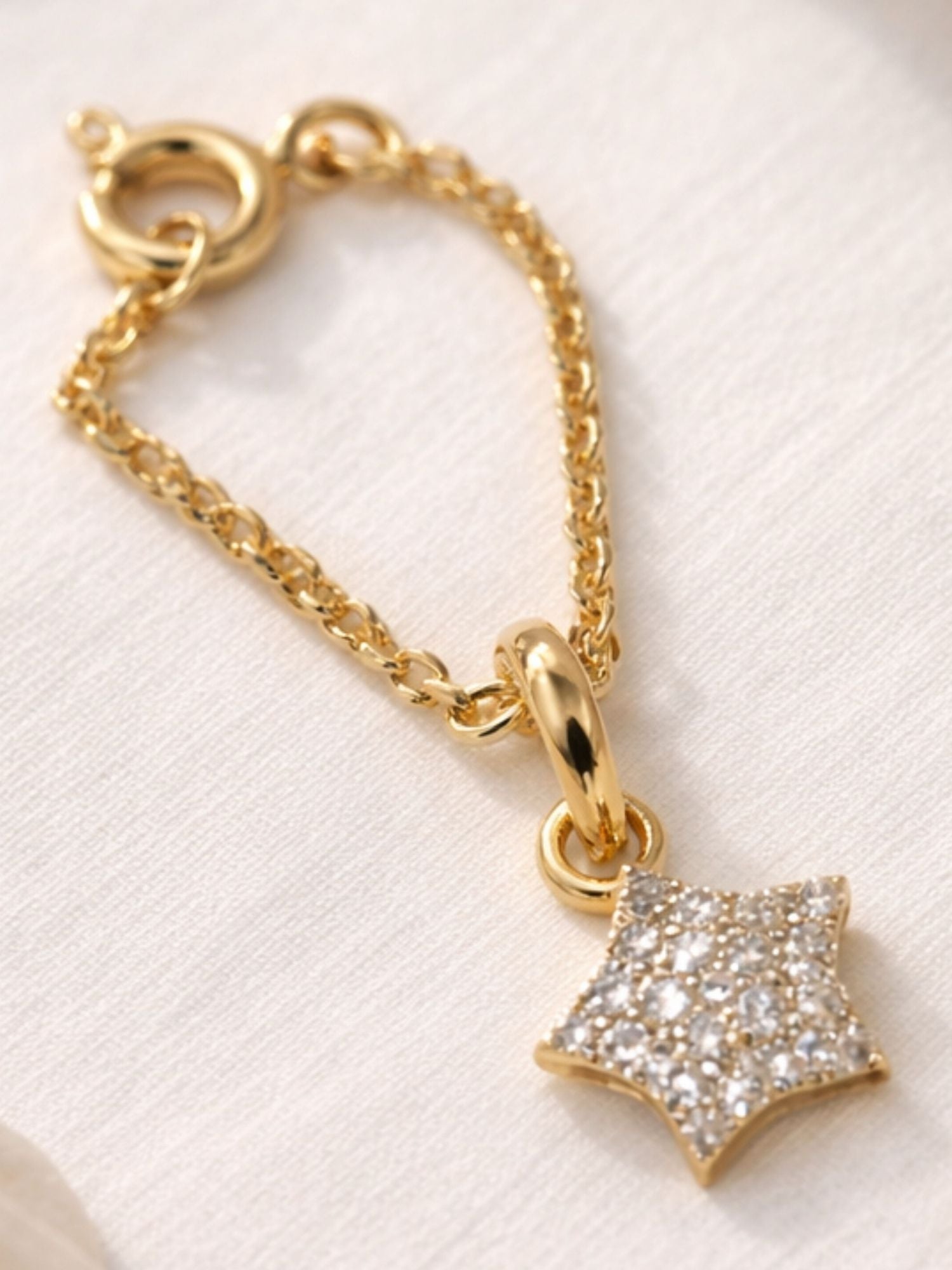 925 Sterling Silver Gold Plated CZ Star Watch Charm