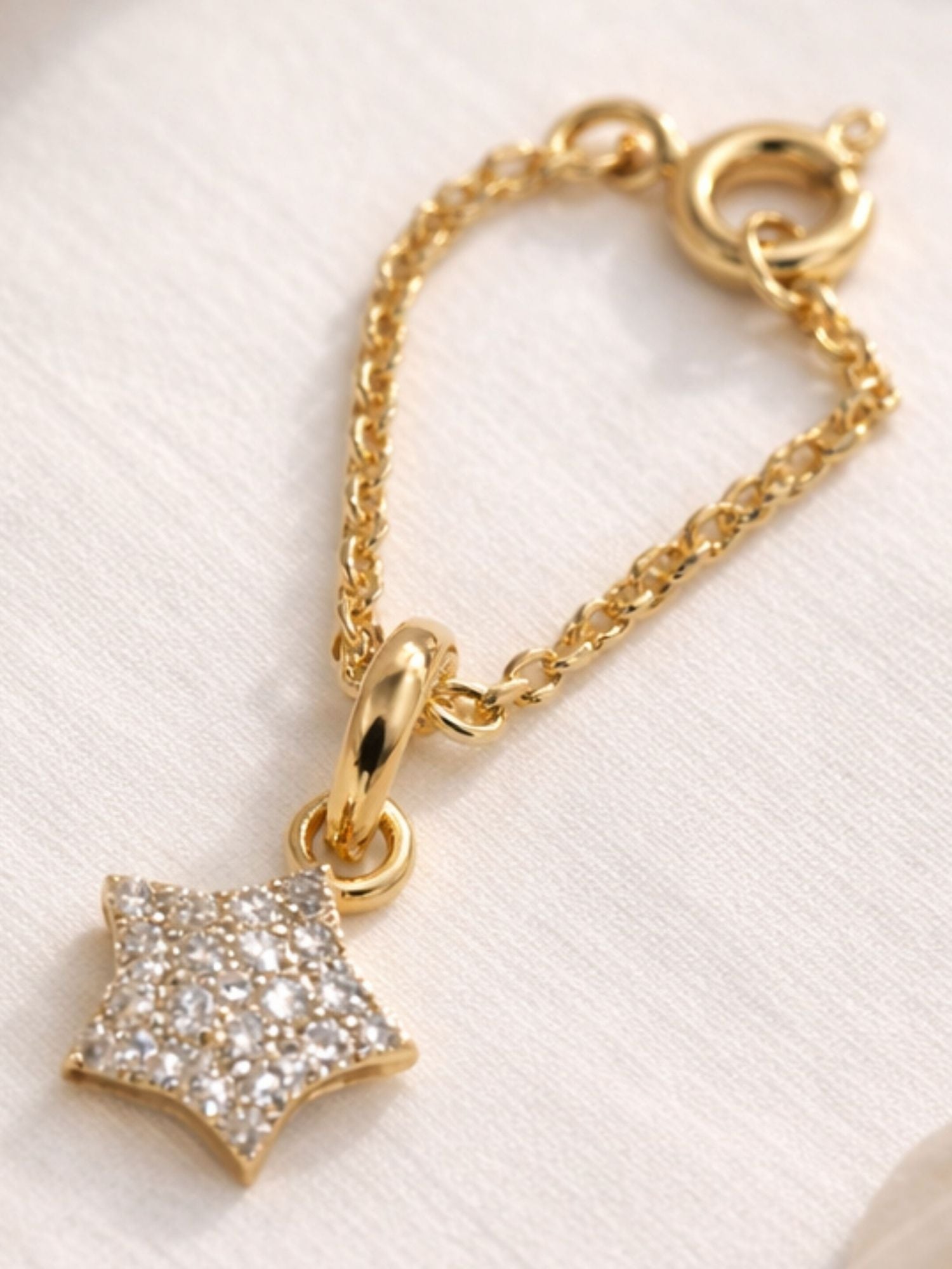 925 Sterling Silver Gold Plated CZ Star Watch Charm