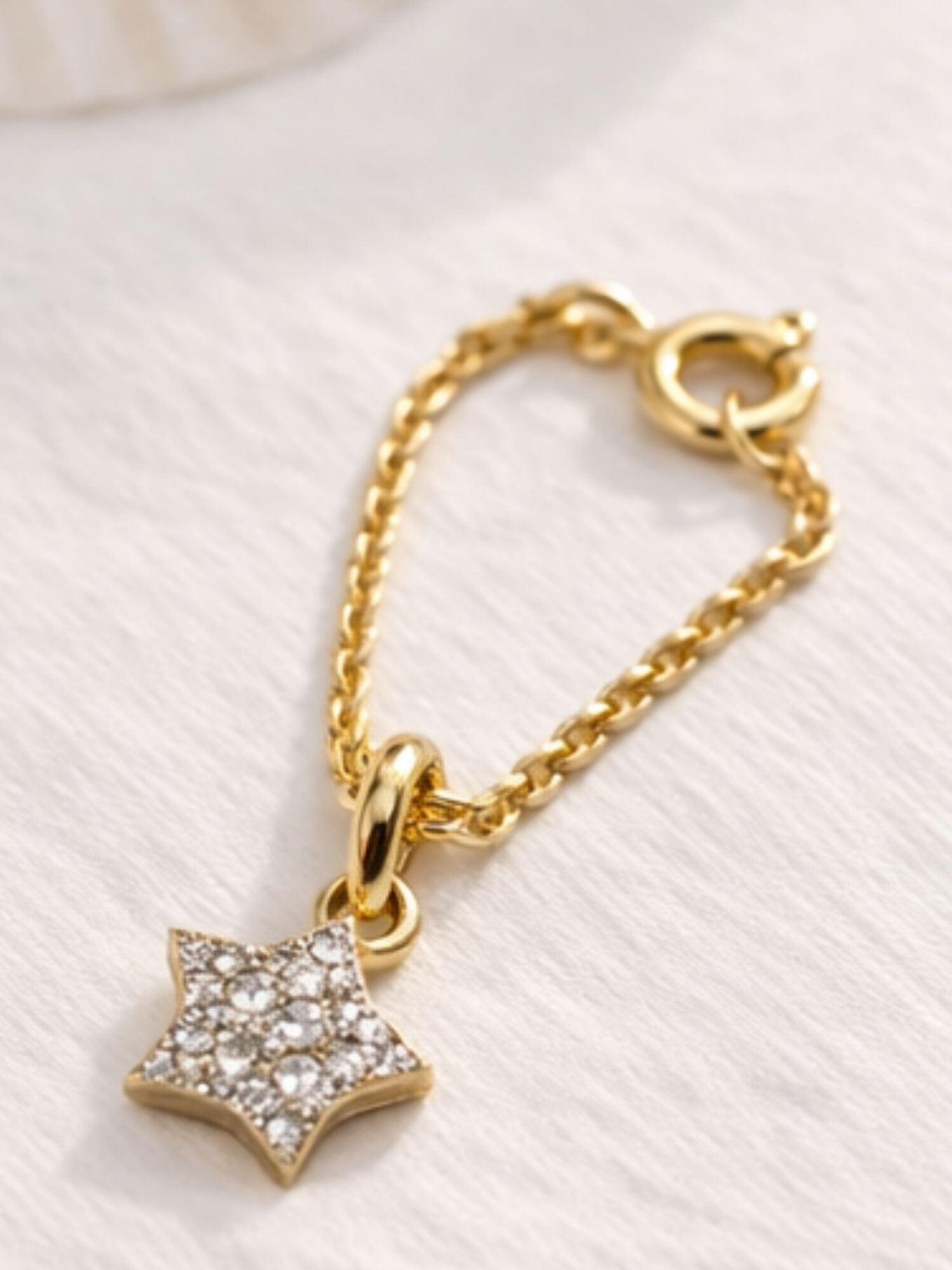 925 Sterling Silver Gold Plated CZ Star Watch Charm