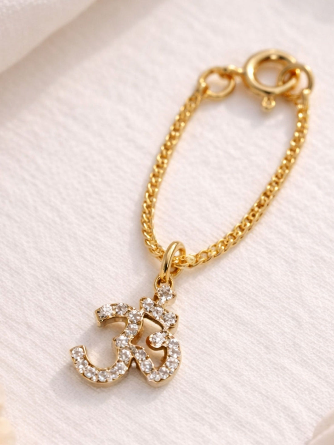 925 Sterling Silver Gold Plated CZ Om Watch Charm