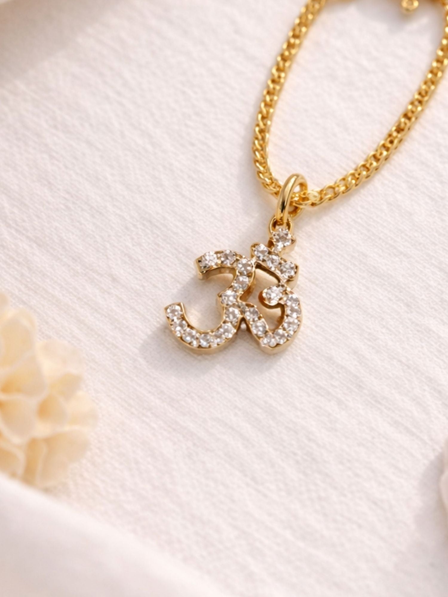 925 Sterling Silver Gold Plated CZ Om Watch Charm