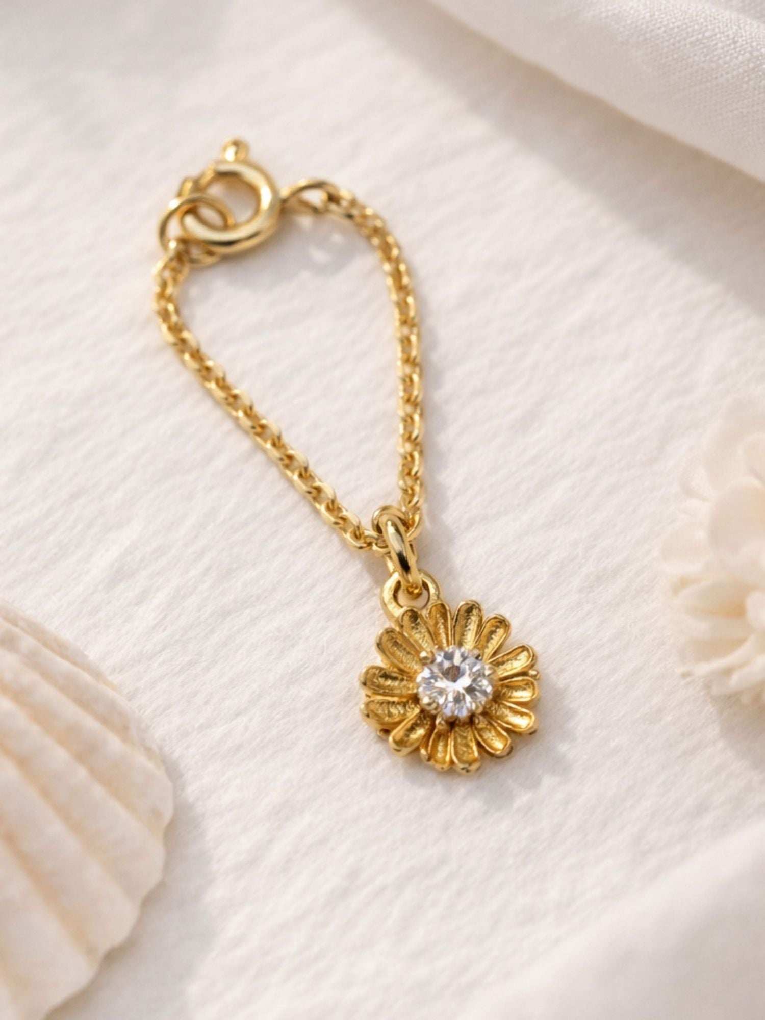 925 Sterling Silver Gold Plated CZ Flower Watch Charm