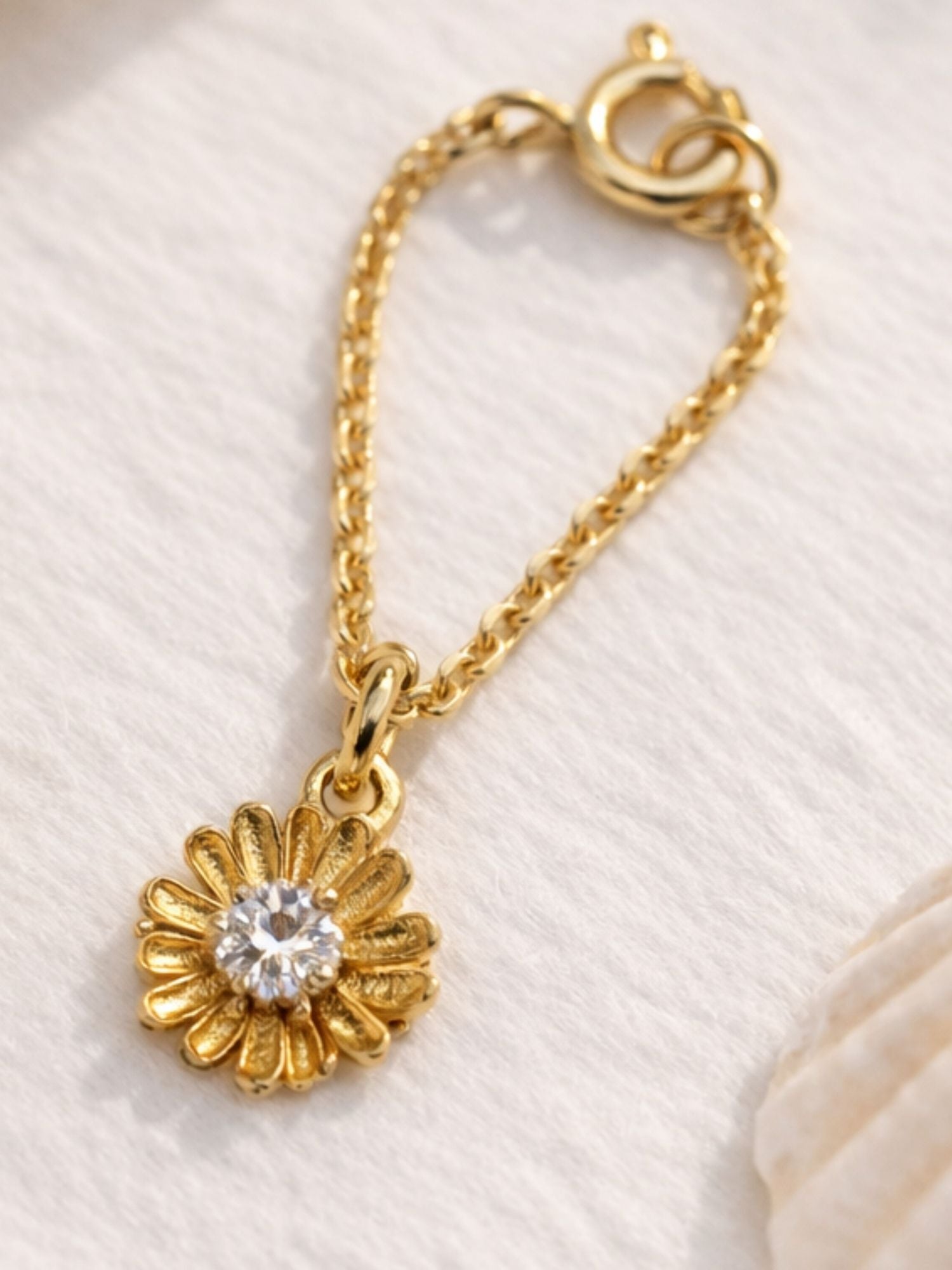 925 Sterling Silver Gold Plated CZ Flower Watch Charm