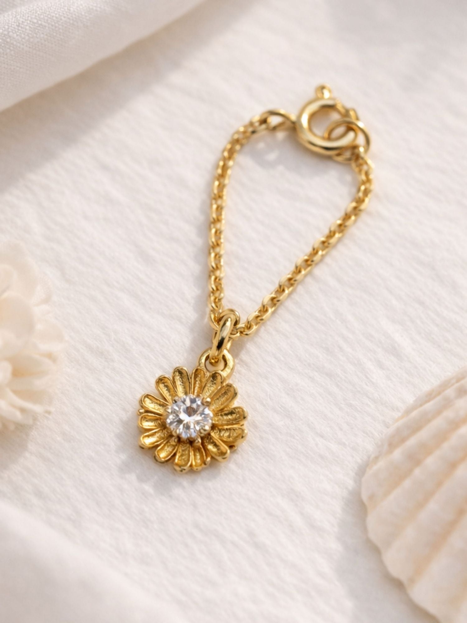 925 Sterling Silver Gold Plated CZ Flower Watch Charm