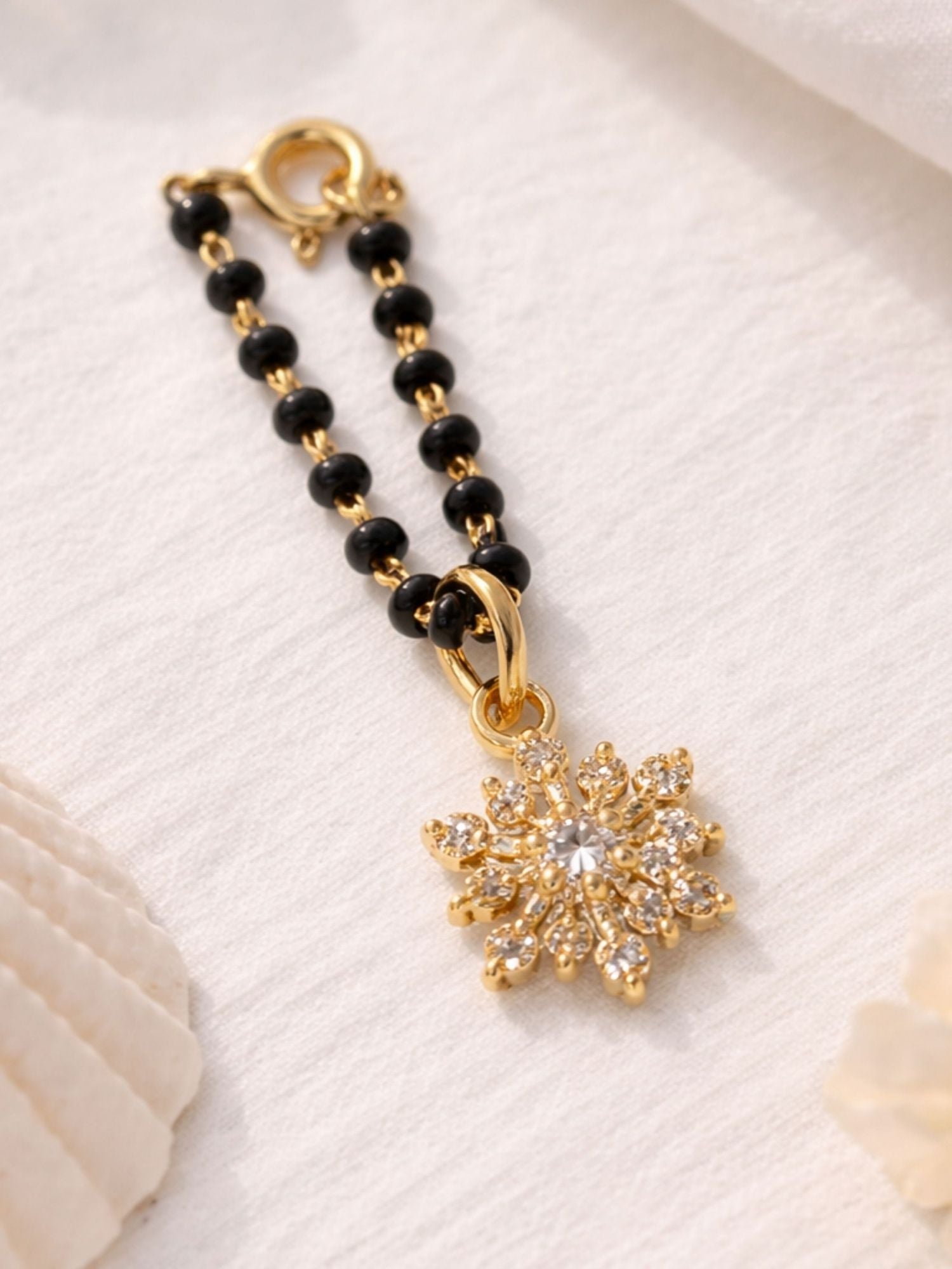 925 Sterling Silver Gold Plated BlackBead Flower Watch Charm