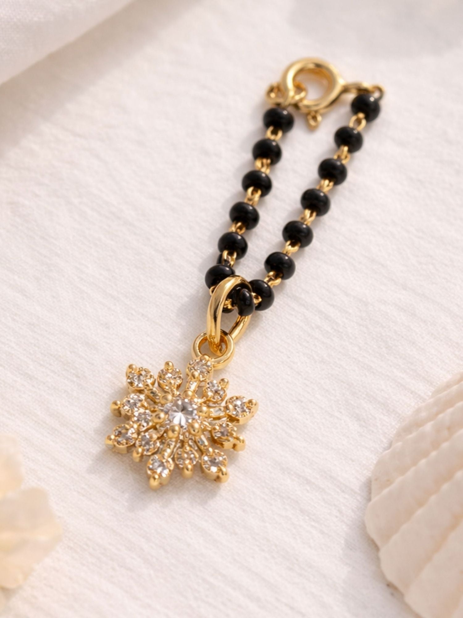 925 Sterling Silver Gold Plated BlackBead Flower Watch Charm