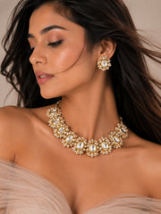 Abdesigns Bridal White Kundan Pearl Choker Set