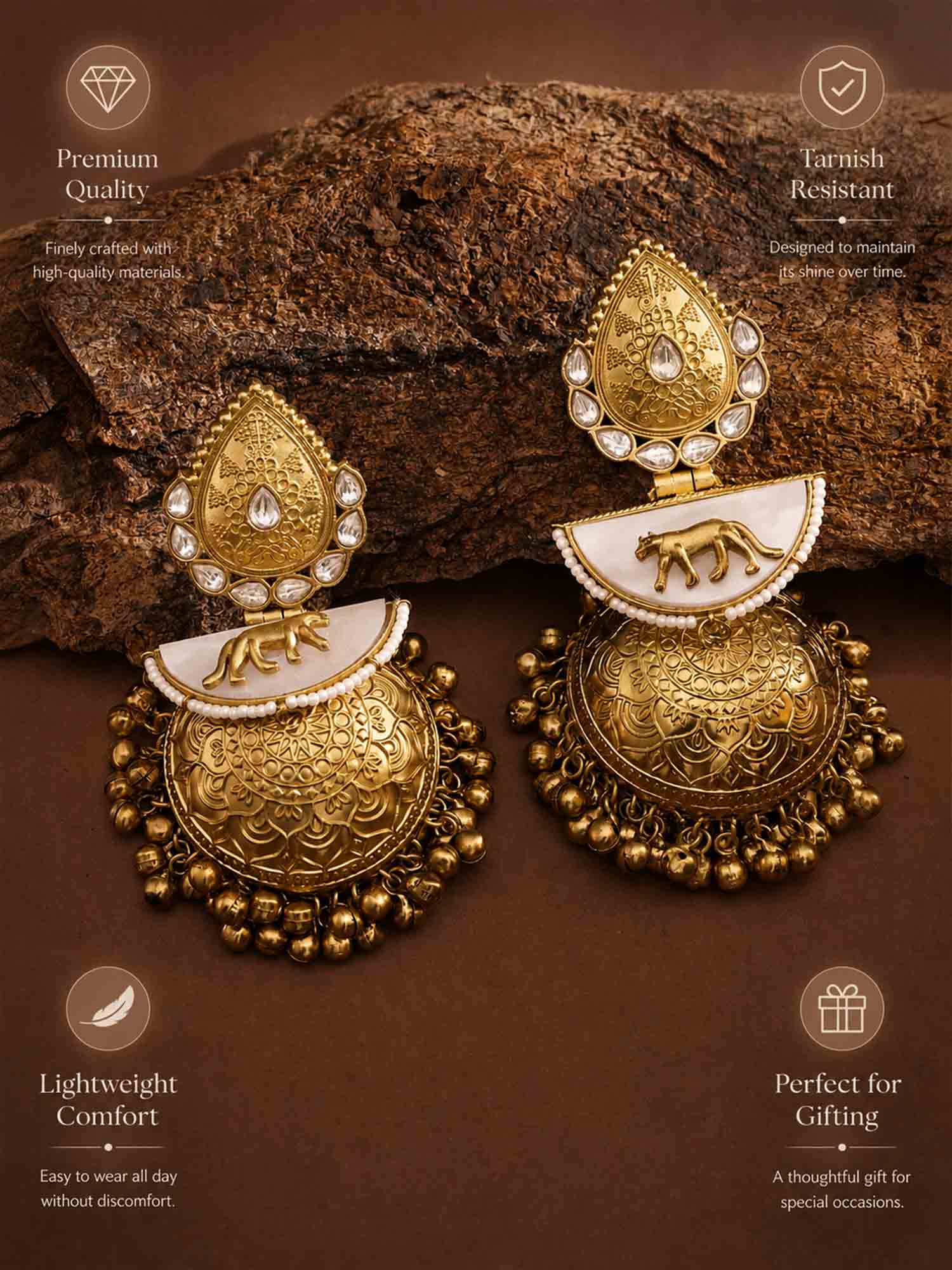 Abdesigns Jewellery Sabyasachi Style Gold Plated Jhumka Earrings