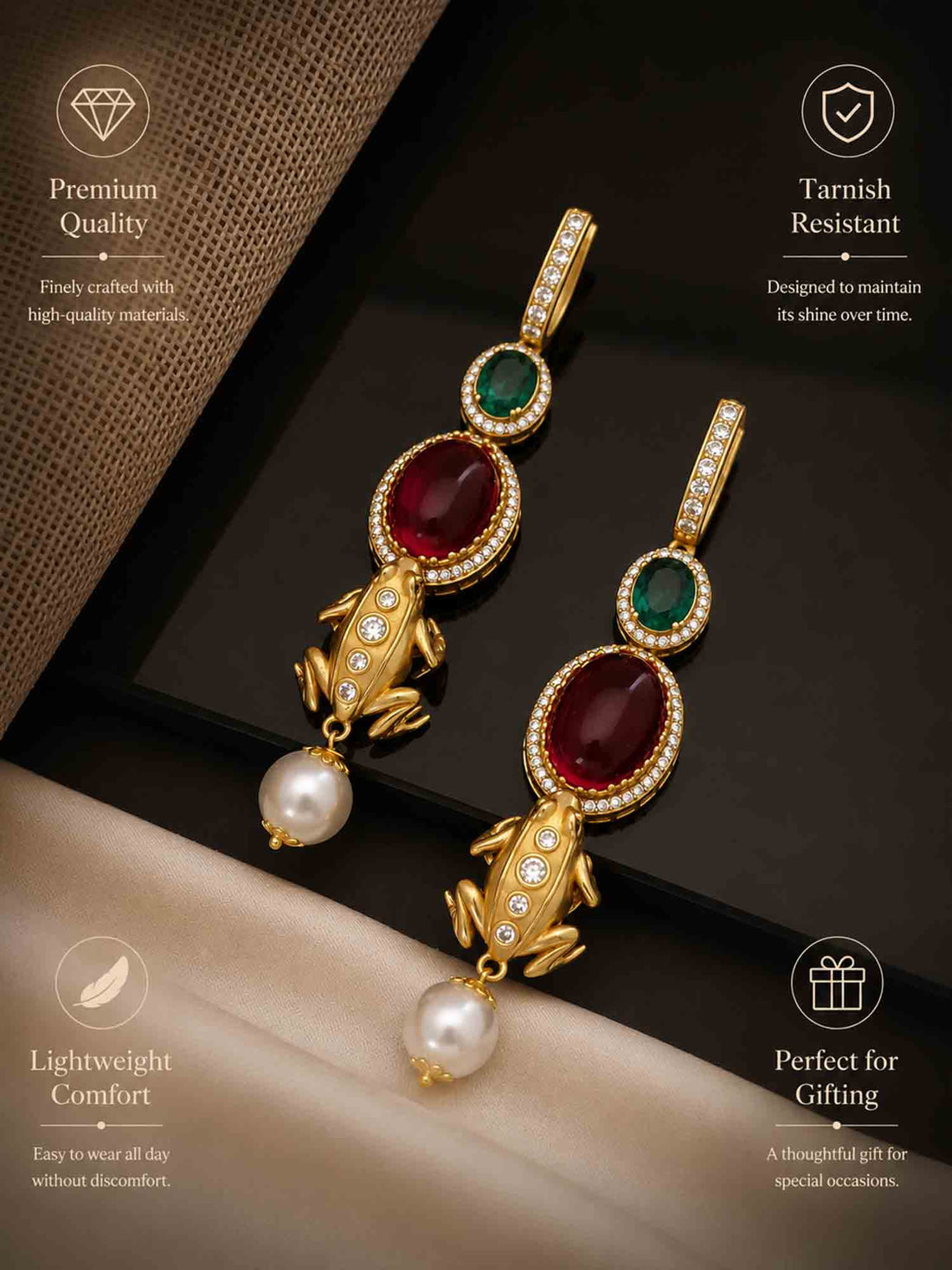 Abdesigns Gold Plated Sabyasachi Inspired Danglers Earrings