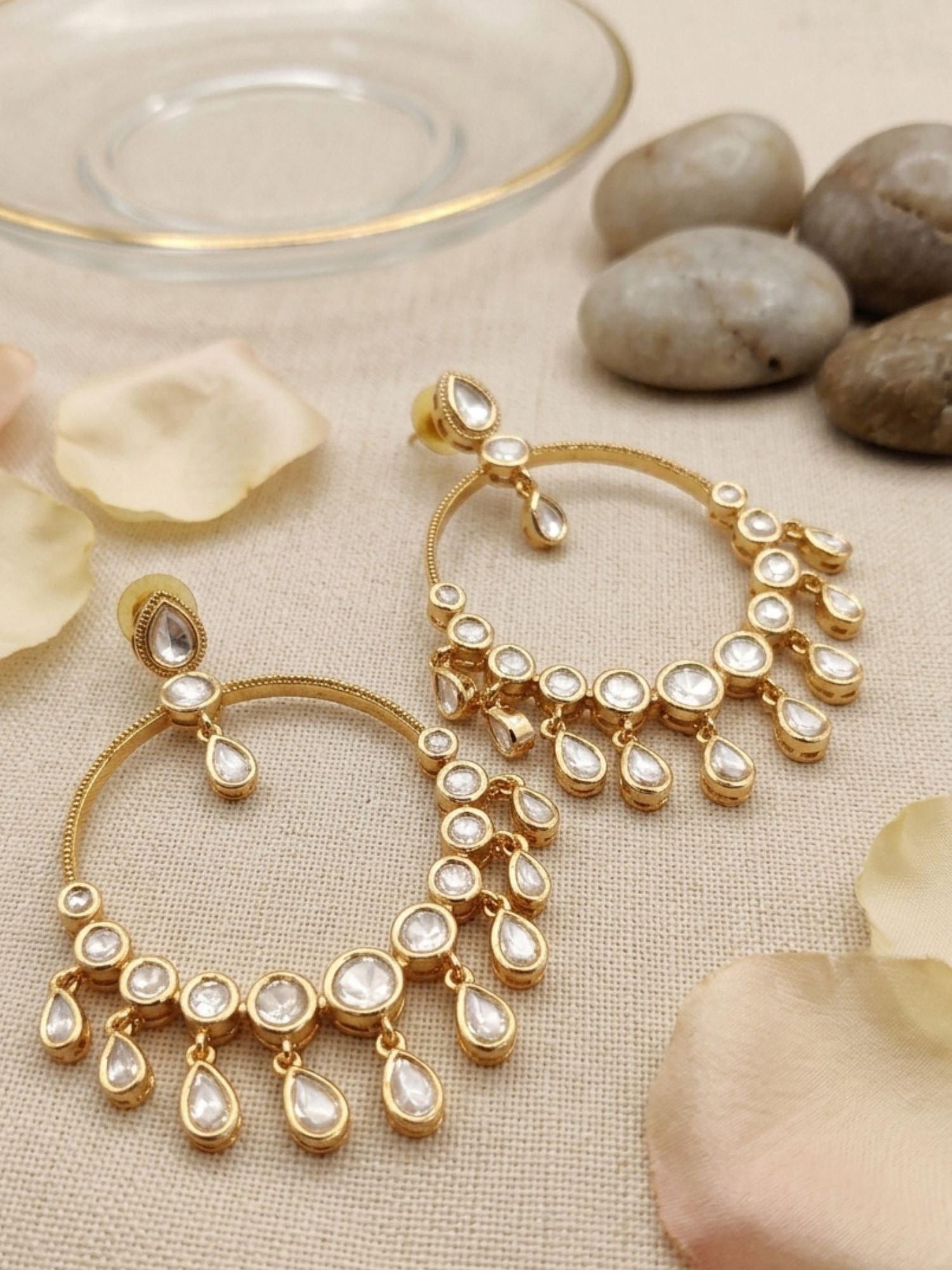 Abdesignsjewellery Polki Hoop Earrings with Dangler Drops