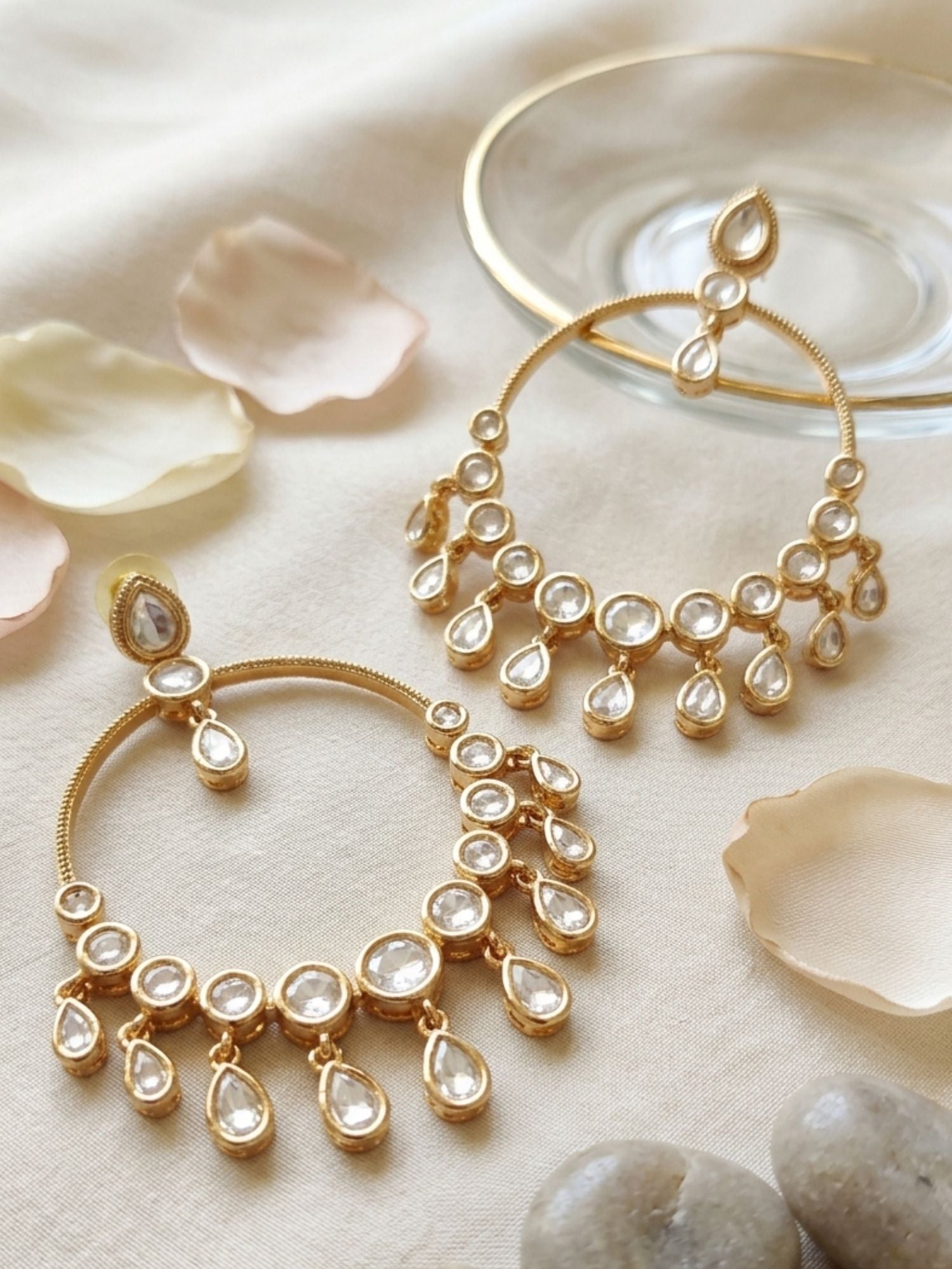 Abdesignsjewellery Polki Hoop Earrings with Dangler Drops