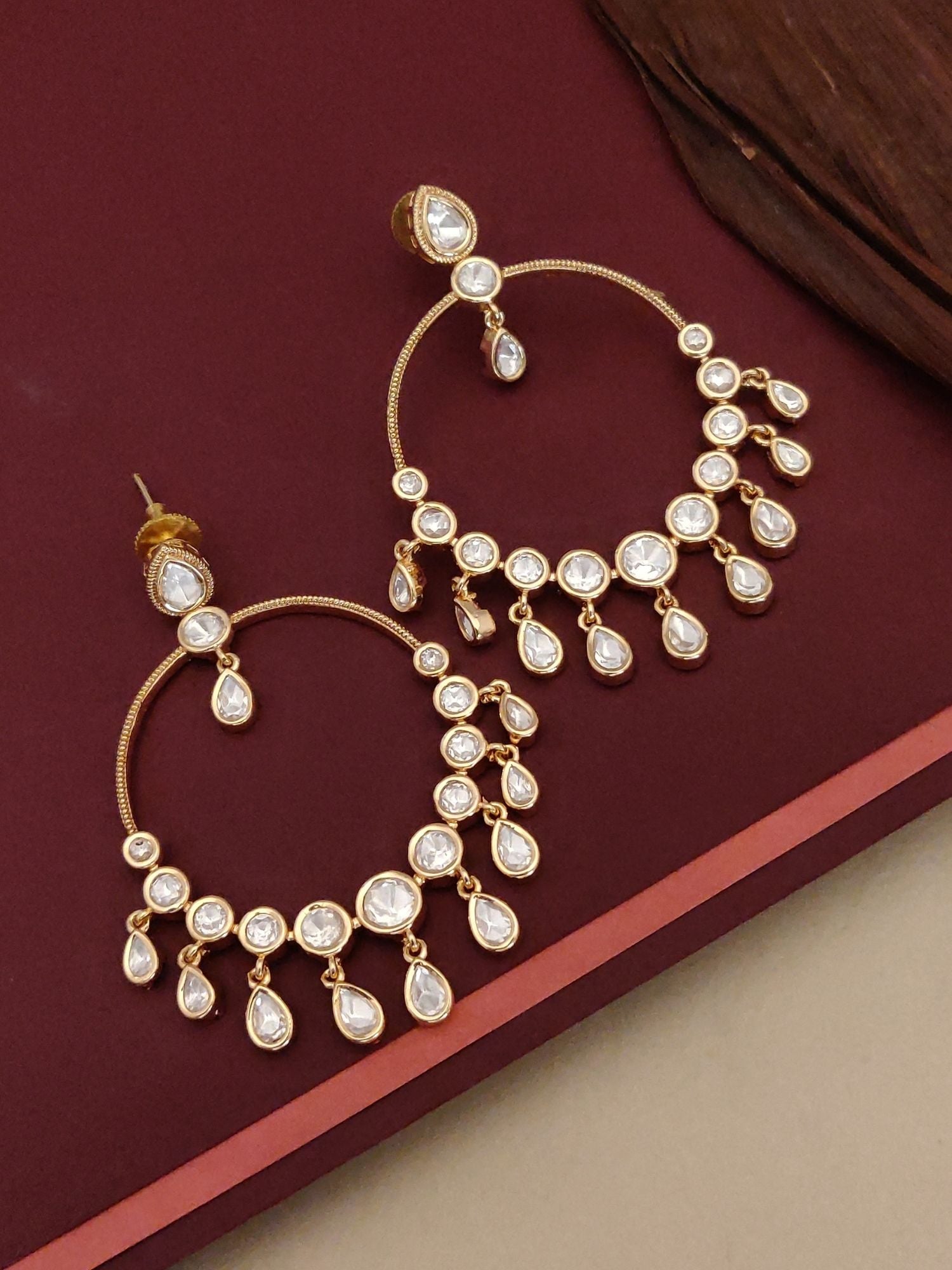 Abdesignsjewellery Polki Hoop Earrings with Dangler Drops