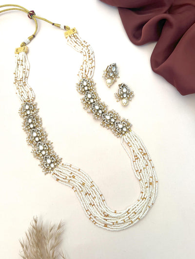Beautiful Gold Plated Polki Stones Beads Mala