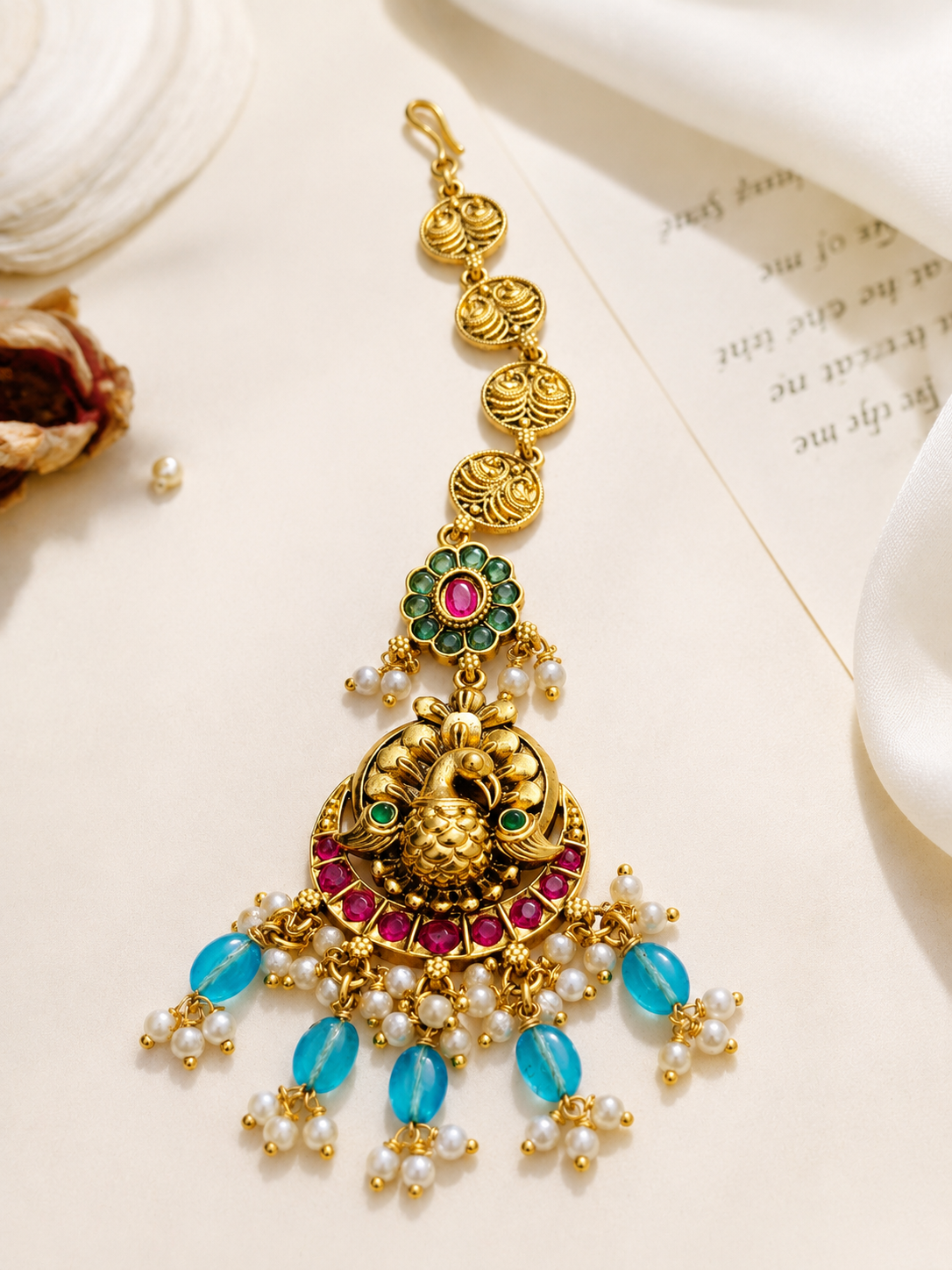 Abdesignsjewellery Golden Plated KempStone Studed Maangtikka