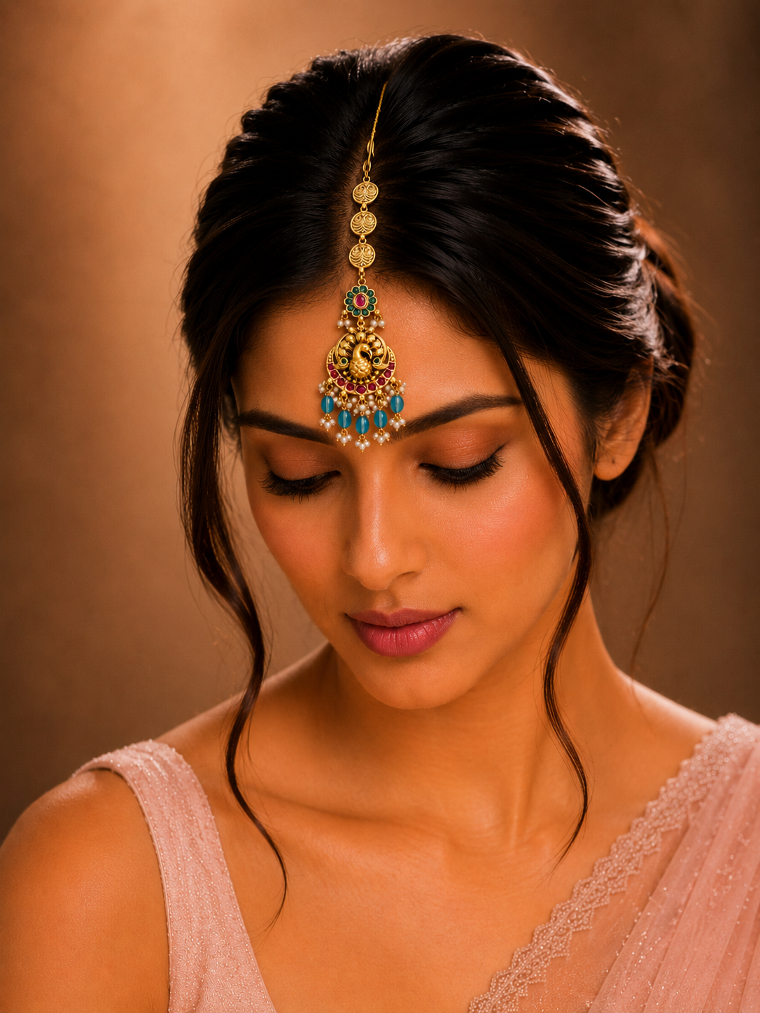 Abdesignsjewellery Golden Plated KempStone Studed Maangtikka