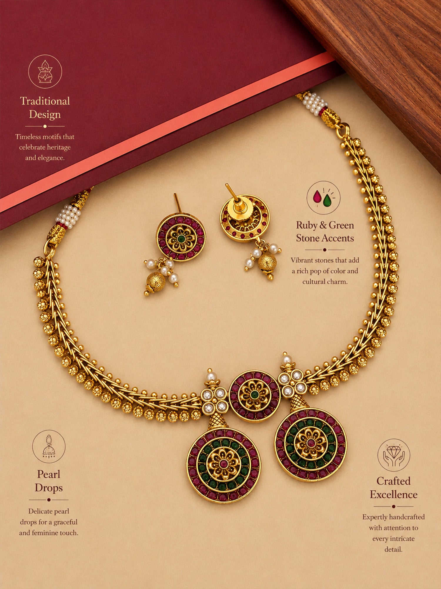 South Indian Antique Necklace Set - necklace by Abdesigns Jewellery