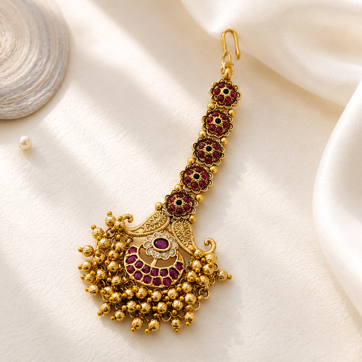 High Quality Matt Gold Plated SouthIndian Maangtikka - maang tikka by Abdesigns Jewellery