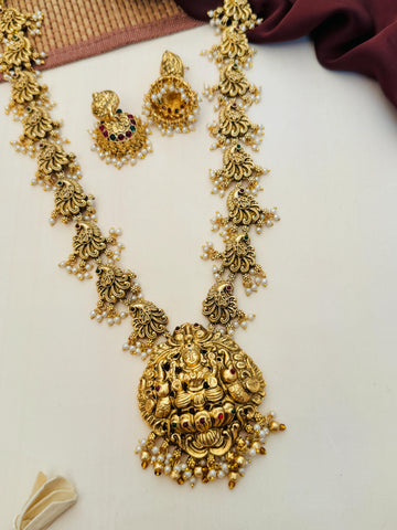 Abdesigns Gold Plated Long Antique Temple Necklace Set