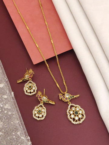 Abdesigns Gold Plated Parrot Pendant Set
